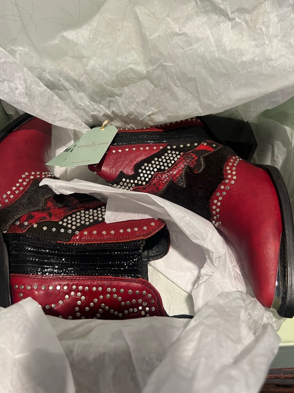 Mezcalero Chiara Red Kiss Studded Western Boots - Sz. 9.5 - New in Box - Picture 9 of 16
